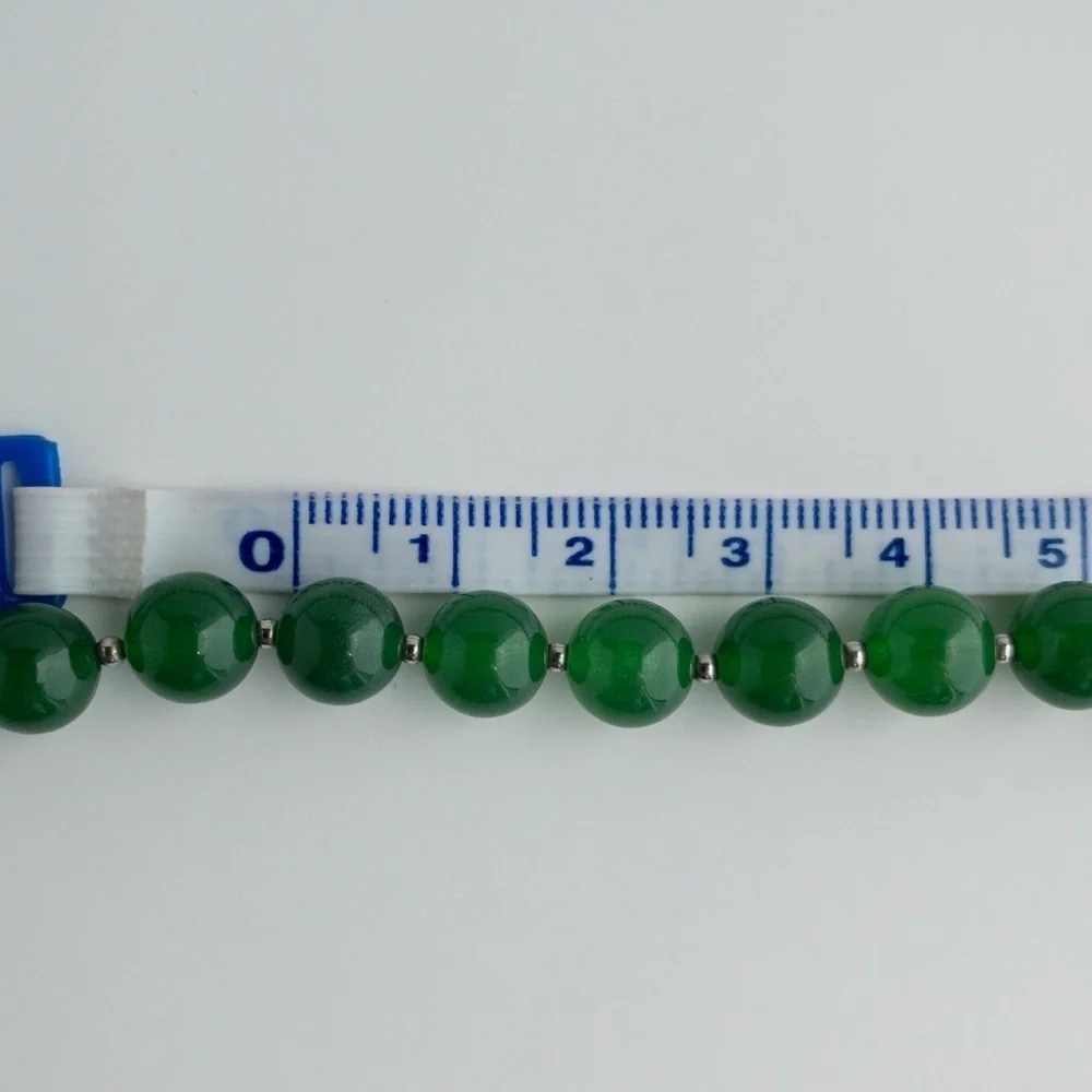 Dark Green Aventurine Beaded Necklace 925 8mm Round Natural Gemstone Beads 18” - Picture 13 of 13